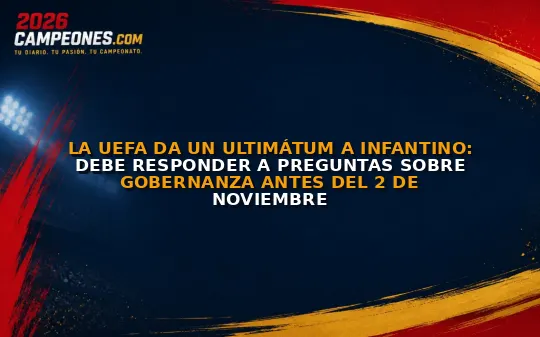 La UEFA da un ultimátum a Infantino: debe responder a preguntas sobre gobernanza antes del 2 de noviembre