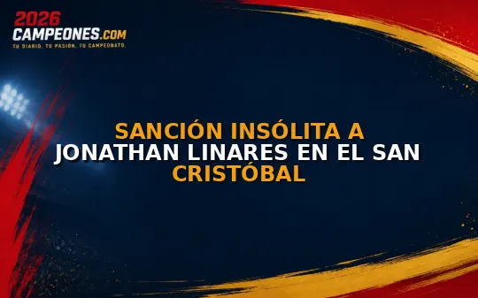 Sanción insólita a Jonathan Linares en el San Cristóbal