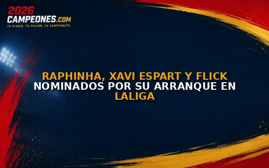 Raphinha, Xavi Espart y Flick nominados por su arranque en LaLiga