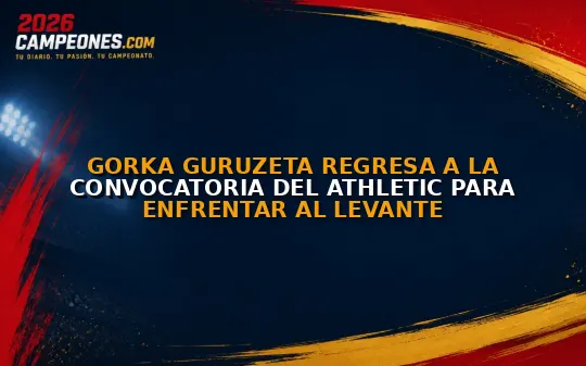Gorka Guruzeta regresa a la convocatoria del Athletic para enfrentar al Levante