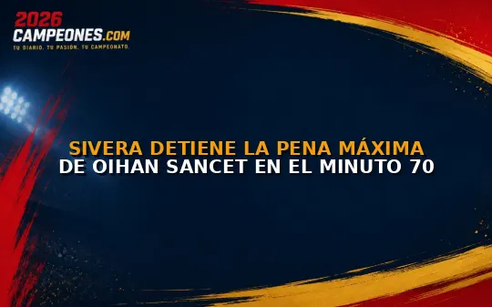 Sivera detiene la pena máxima de Oihan Sancet en el minuto 70