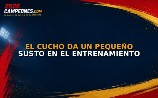 El Cucho da un pequeño susto en el entrenamiento